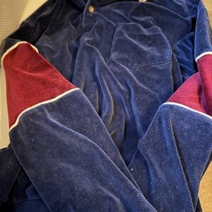 Knightsbridge Vintage 80s 90s Navy Blue Velour Sweater